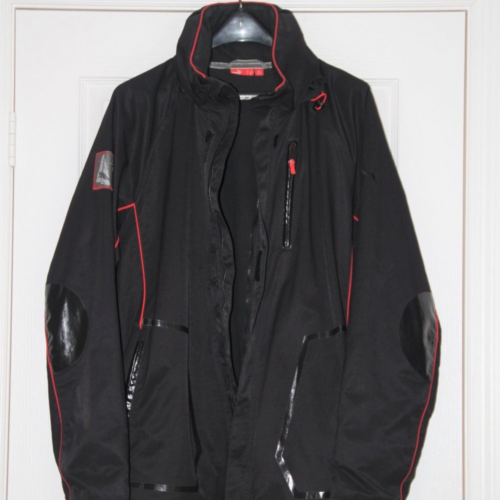 Puma Forty Eight P48 Black Sports Zip-Up Active Hooded Men's Lined Jacket Sz XL